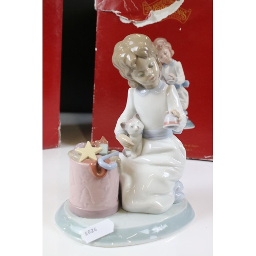 46 - Two Lladro The Night before Christmas Figures including ' I love Christmas ' model 06672 and ' Ringi... 