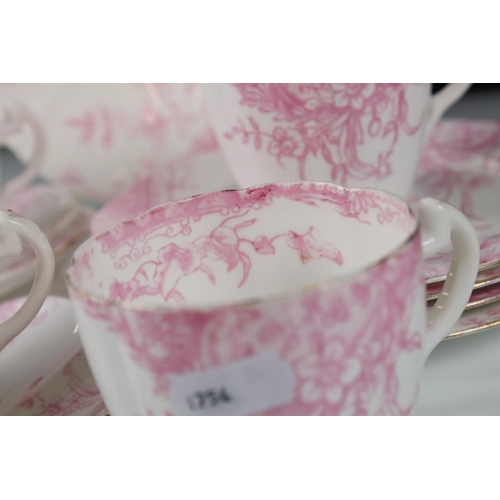 47 - Early 20th century Wileman part Tea Set decorated with pink flowers and foliage comprising 5 tea cup... 