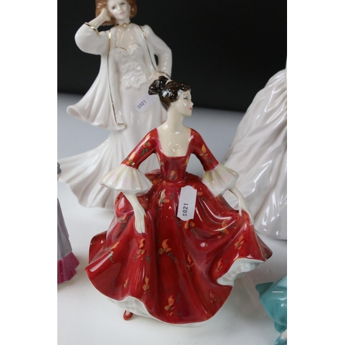 51 - Royal Doulton Stephanie Figurine together with Four Coalport Figurines including Pauline, Camilla, S... 