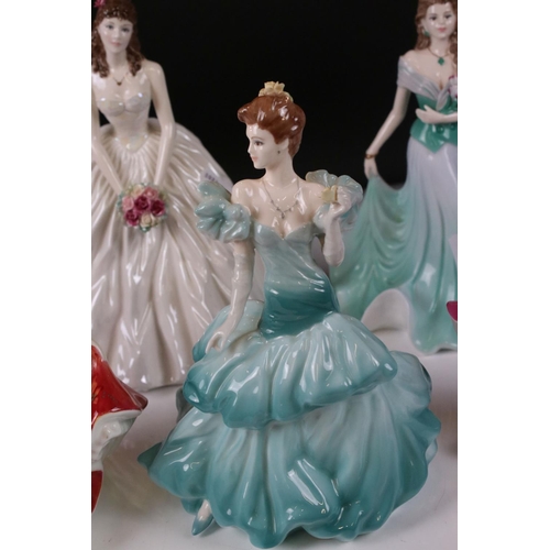 51 - Royal Doulton Stephanie Figurine together with Four Coalport Figurines including Pauline, Camilla, S... 