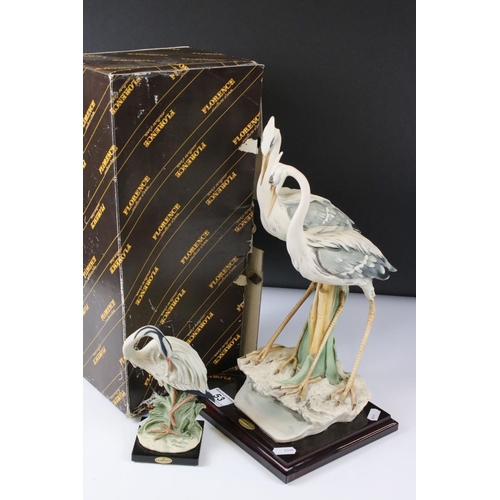 53 - Giuseppe Armani Florence Model of a Pair of Herons, 37cm high together with a similar smaller model ... 