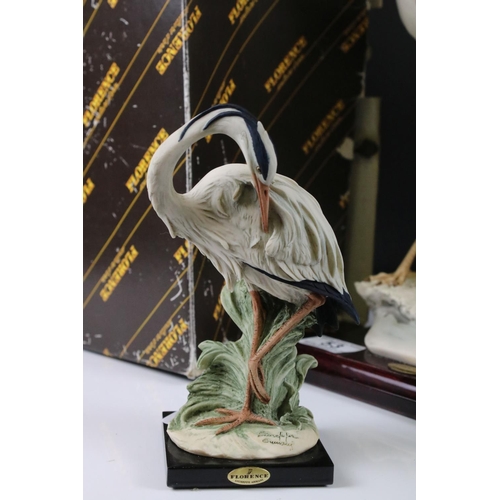 53 - Giuseppe Armani Florence Model of a Pair of Herons, 37cm high together with a similar smaller model ... 