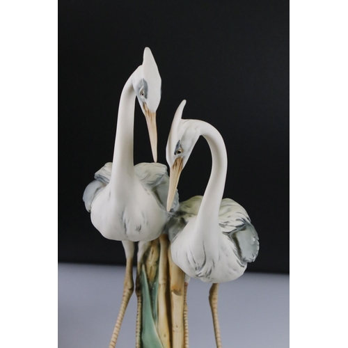 53 - Giuseppe Armani Florence Model of a Pair of Herons, 37cm high together with a similar smaller model ... 