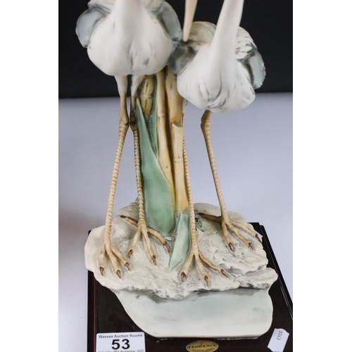 53 - Giuseppe Armani Florence Model of a Pair of Herons, 37cm high together with a similar smaller model ... 