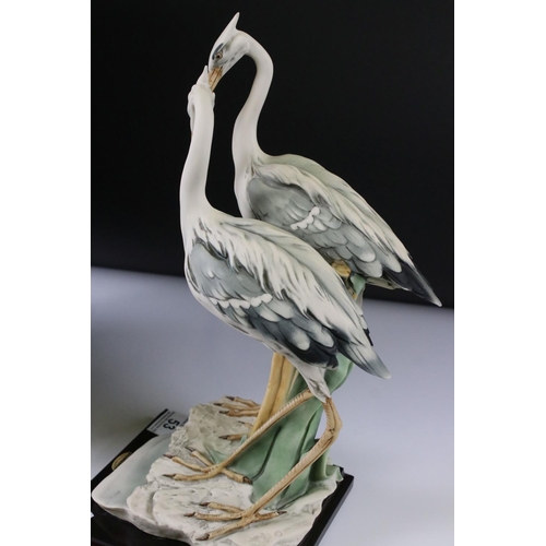 53 - Giuseppe Armani Florence Model of a Pair of Herons, 37cm high together with a similar smaller model ... 