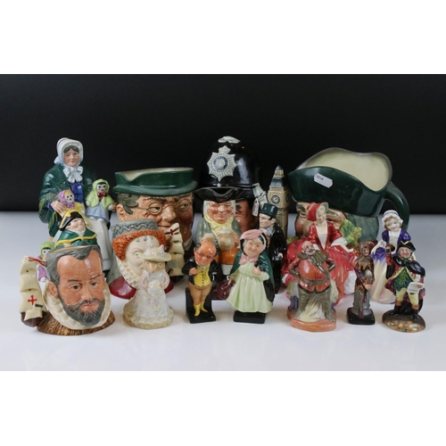 59 - Extensive collection of Royal Doulton Figures and Jugs including Three Large Character Jugs (The Lon... 