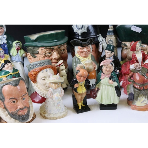 59 - Extensive collection of Royal Doulton Figures and Jugs including Three Large Character Jugs (The Lon... 