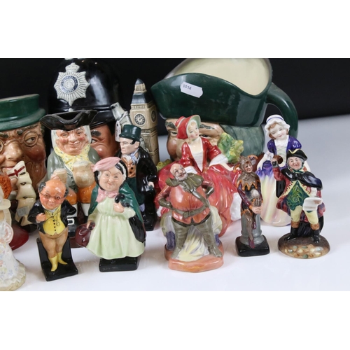 59 - Extensive collection of Royal Doulton Figures and Jugs including Three Large Character Jugs (The Lon... 