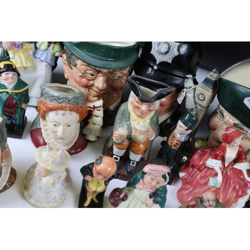 59 - Extensive collection of Royal Doulton Figures and Jugs including Three Large Character Jugs (The Lon... 