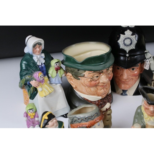 59 - Extensive collection of Royal Doulton Figures and Jugs including Three Large Character Jugs (The Lon... 