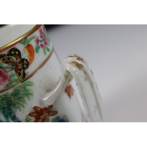 7 - Chinese Cantonese Famille Rose Vase, decorated with figures  and birds within foliage, the shoulders... 