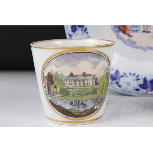 77 - 19th century Ceramic Beaker in the manner of Minton with transfer printed decoration of the River Th... 