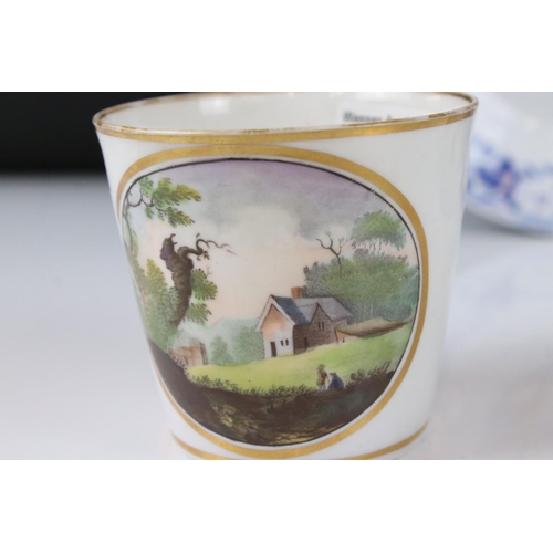 77 - 19th century Ceramic Beaker in the manner of Minton with transfer printed decoration of the River Th... 