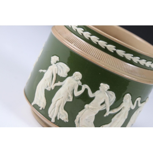 78 - Early 20th century Copeland Late Spode Jar with moulded decoration of dancing Grecian ladies on a gr... 