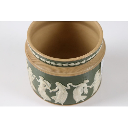 78 - Early 20th century Copeland Late Spode Jar with moulded decoration of dancing Grecian ladies on a gr... 