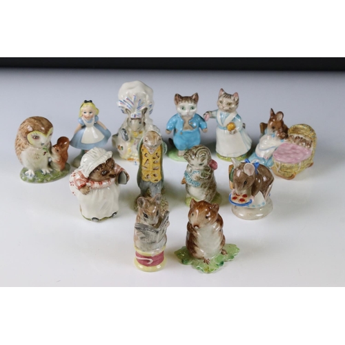 82 - Eleven Beswick Beatrix Potter Figures including Old Mr Brown, Hunca Munca, Timmy Willie, Appley Dapp... 