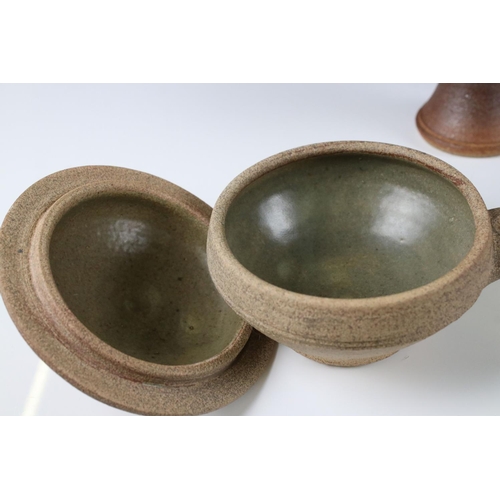 83 - Two Bernard Leach for St Ives Pottery ' Standard ware ' Lidded Soup Bowls, 10cm high together with W... 