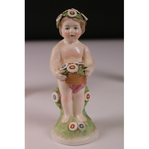 94 - Chelsea style Porcelain Figure Group of a Couple playing draughts, gold anchor mark to base, 16cm hi... 