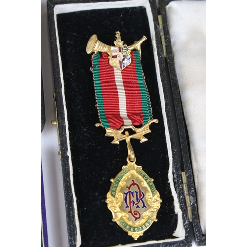 189 - A collection of three cased Ancient Order of Foresters medals / jewels to include two silver example... 