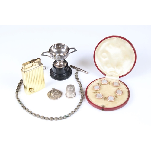 197 - A small group of mixed collectables to include a fully hallmarked sterling silver trophy, hallmarked... 