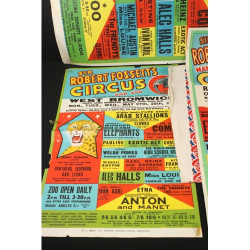 210 - Group of 11 original Circus advertising posters, various eras, to include Sir Robert Fossett, Circus... 