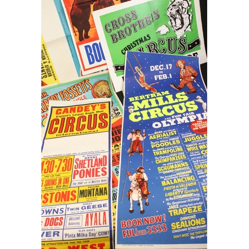 210 - Group of 11 original Circus advertising posters, various eras, to include Sir Robert Fossett, Circus... 