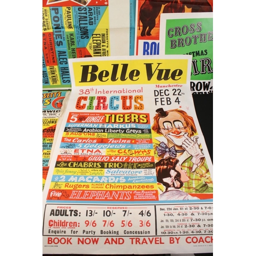 210 - Group of 11 original Circus advertising posters, various eras, to include Sir Robert Fossett, Circus... 