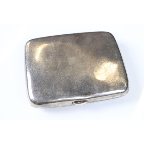 225A - Victorian Silver rounded rectangular Cigarette Case, the lid decorated with an enamelled hunting sce... 