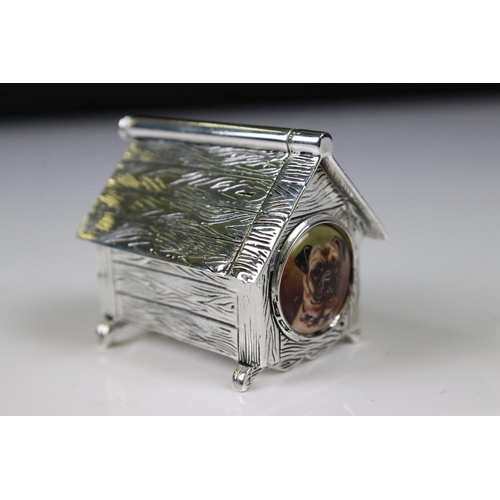 229 - Unusual silver plated vesta case in the form of a dog kennel