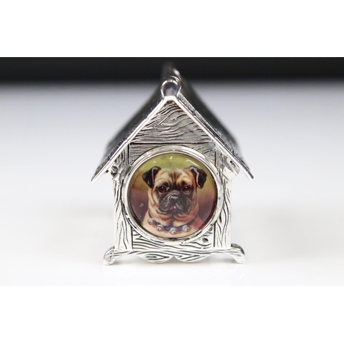 229 - Unusual silver plated vesta case in the form of a dog kennel