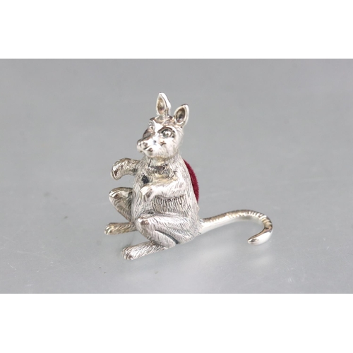 252 - Silver kangaroo pincushion