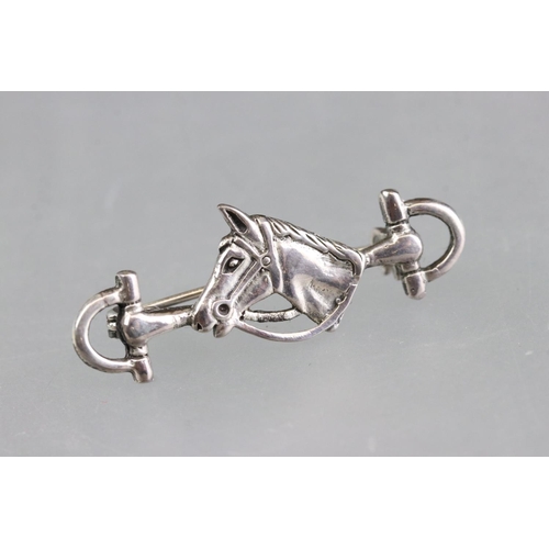 253 - Silver horse and bit brooch