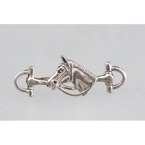 253 - Silver horse and bit brooch