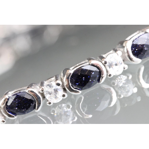 254 - Silver, CZ & sapphire line bracelet