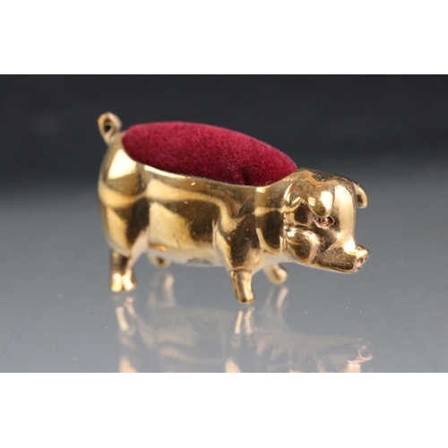 256 - Brass pig pincushion