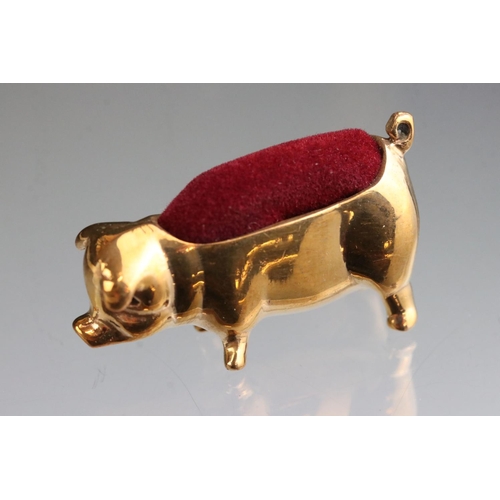 256 - Brass pig pincushion