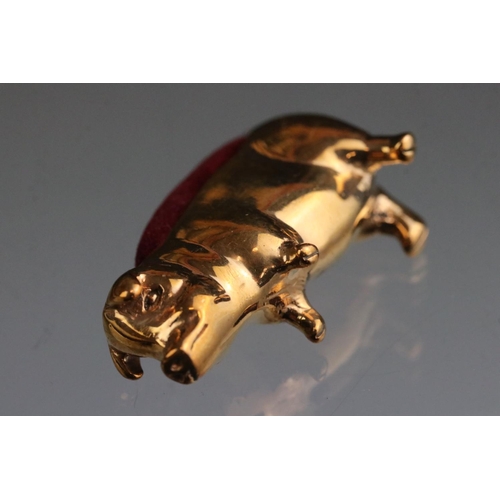 256 - Brass pig pincushion