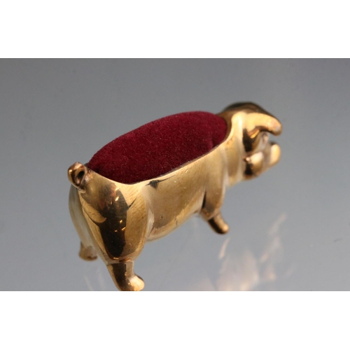 256 - Brass pig pincushion