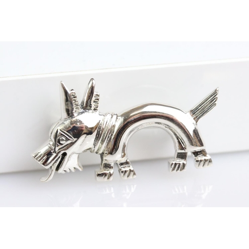 263 - Unusual silver contemporary dog brooch