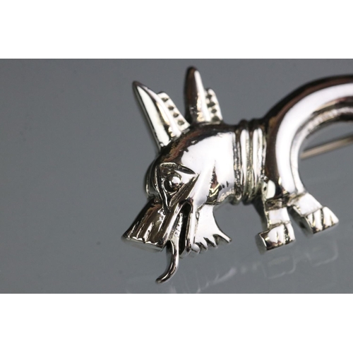 263 - Unusual silver contemporary dog brooch