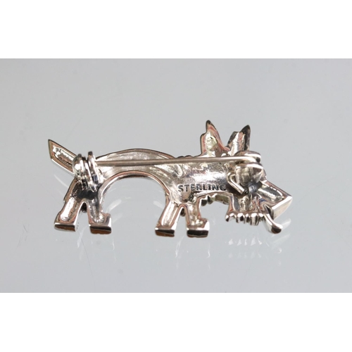 263 - Unusual silver contemporary dog brooch