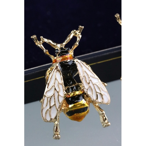 265 - Two Enamelled Bee Brooches, 3.5cm long