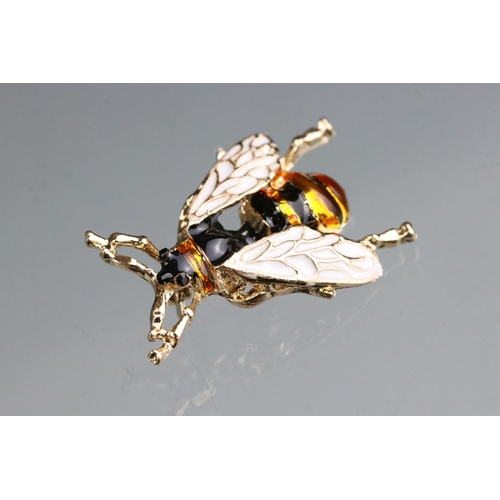 265 - Two Enamelled Bee Brooches, 3.5cm long