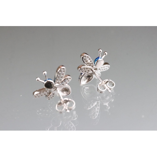 270 - Pair of silver and CZ earrings in the form of bees