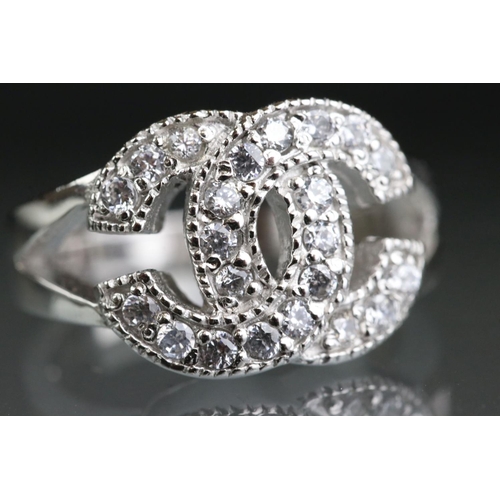 274 - Silver and CZ designer style dress ring