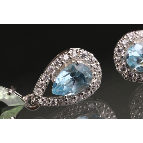 276 - Pair of large aquamarine and CZ drop earrings