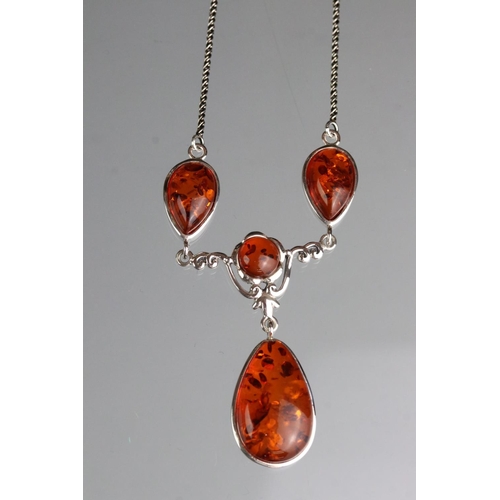 288 - Silver substantial amber necklace