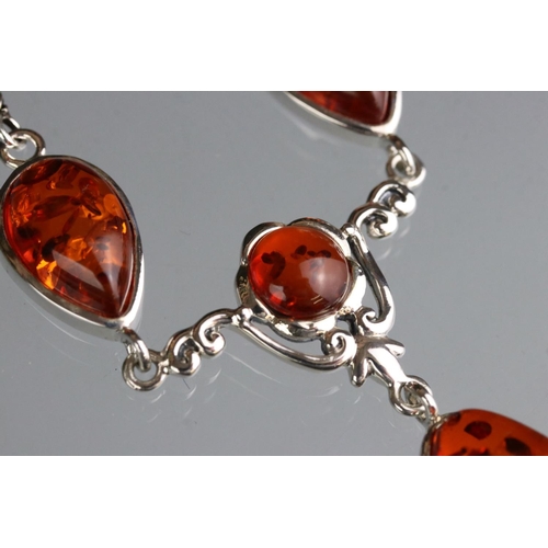 288 - Silver substantial amber necklace