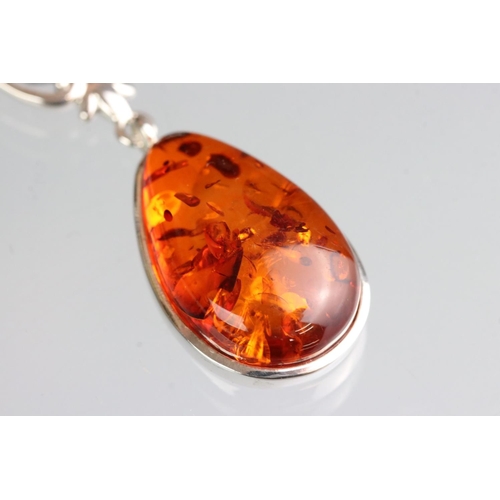 288 - Silver substantial amber necklace