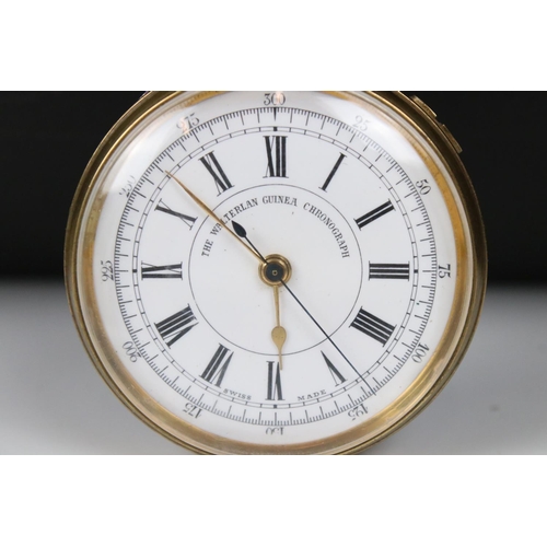 297 - A 'The Walterlan Guinea Chronograph' Swiss made pocket watch with key winding movement.